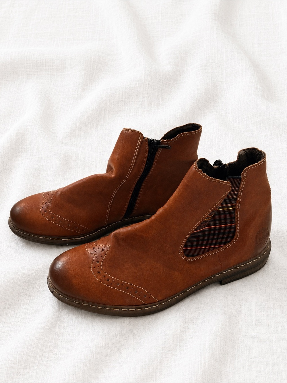 Rieker Tan/Brown Leather Chukka Boots with Side Zip